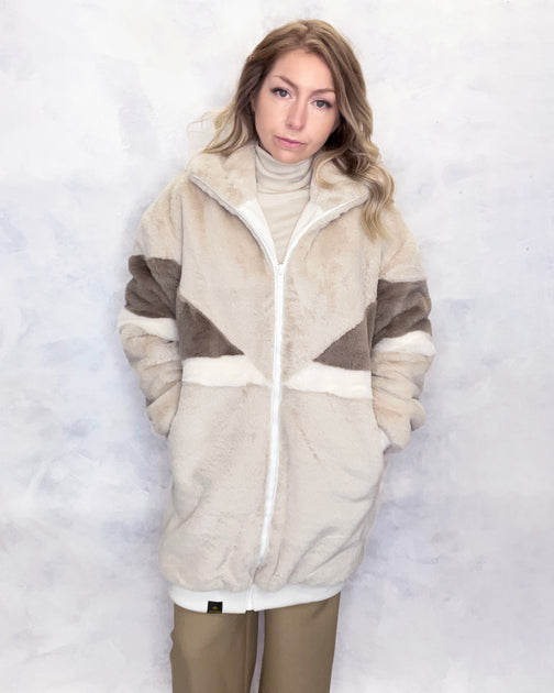 Womens Long Faux Fur Bomber Jackets Jukebox Fashion