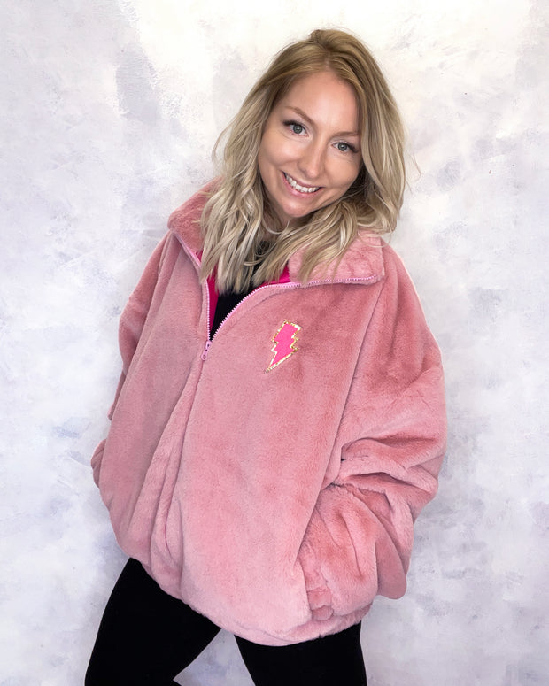 Pink Lets Dance Faux Fur Jacket