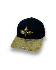 Black & Gold Glitter Curved Peak Cap