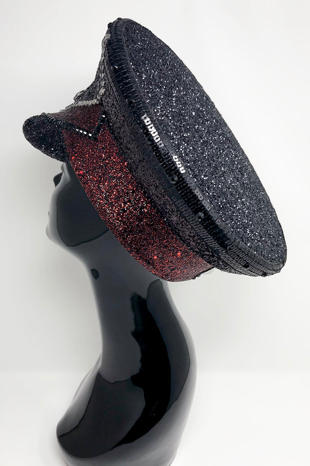 Black Red Signature Captain Hat