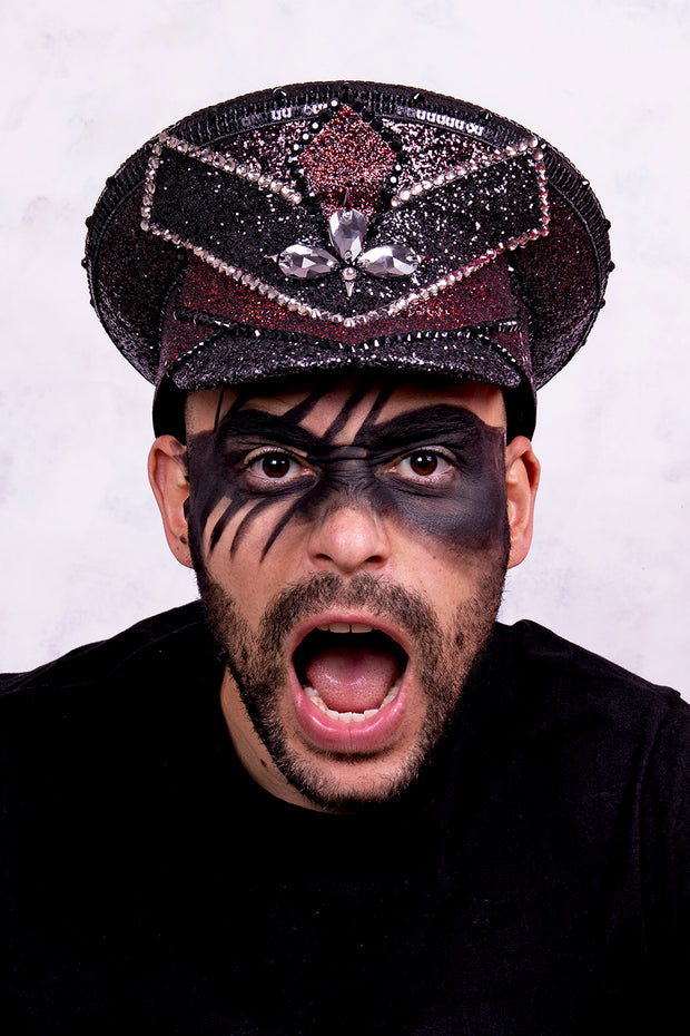 Black Red Signature Captain Hat