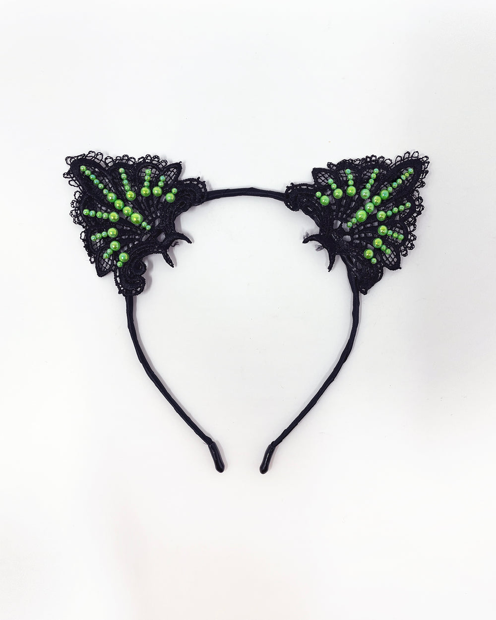 Black Green Lace Cat Ears