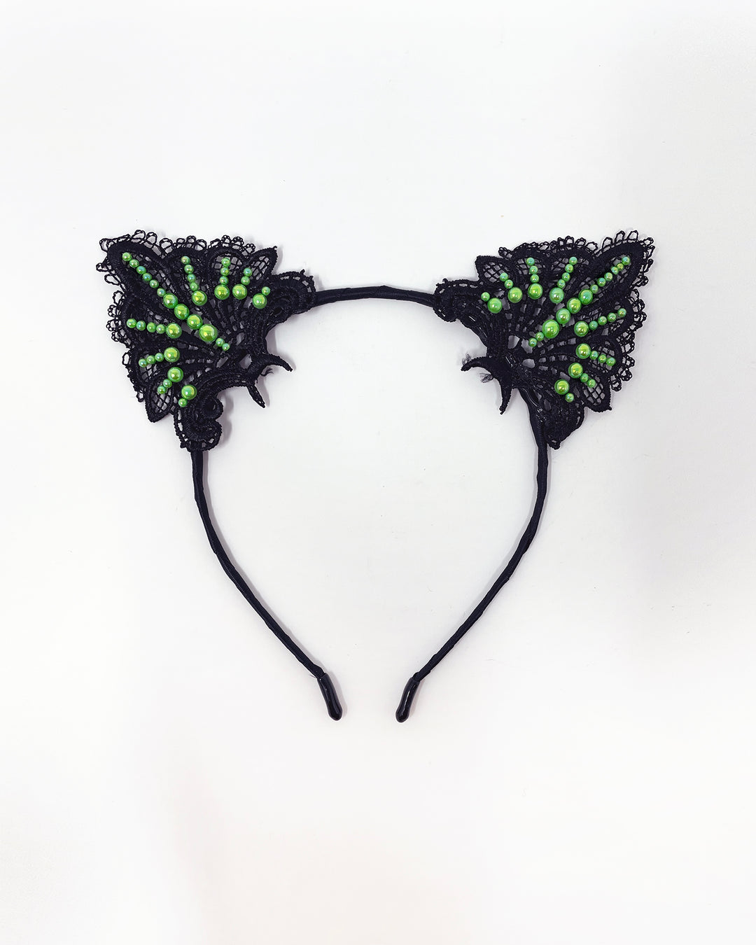 Black Green Lace Cat Ears