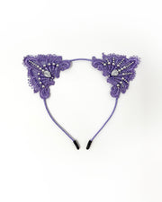 Purple Silver Lace Cat Ears