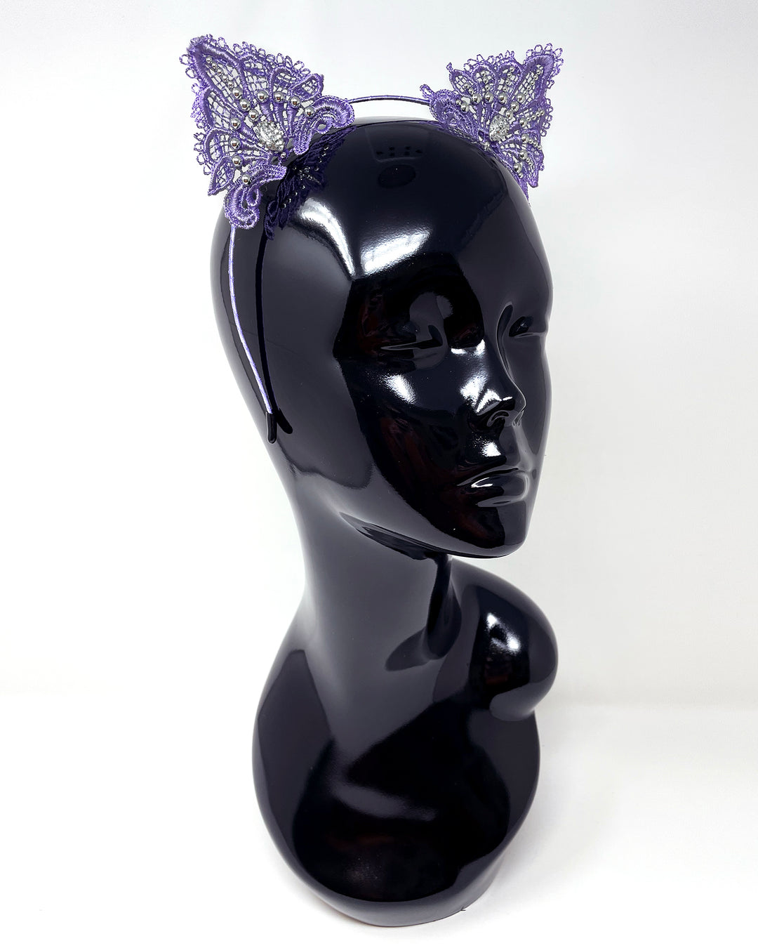 Purple Silver Lace Cat Ears