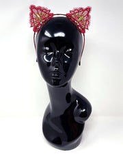 Red Gold Spike Lace Cat Ears