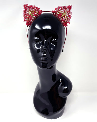 Red Gold Spike Lace Cat Ears