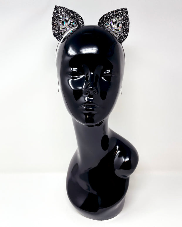 Black Silver Glitter Mysticat Cat Ears