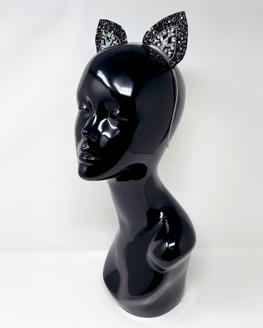 Black Silver Glitter Mysticat Cat Ears