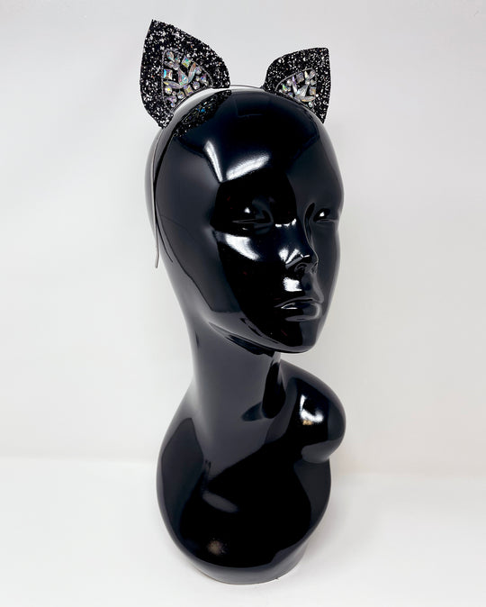 Black Silver Glitter Mysticat Cat Ears
