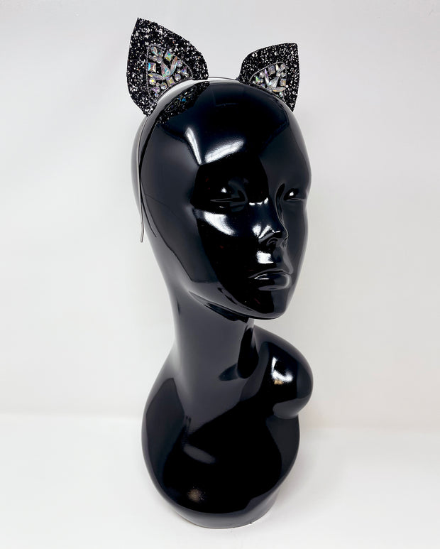 Black Silver Glitter Mysticat Cat Ears