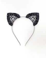 Black Silver Glitter Mysticat Cat Ears