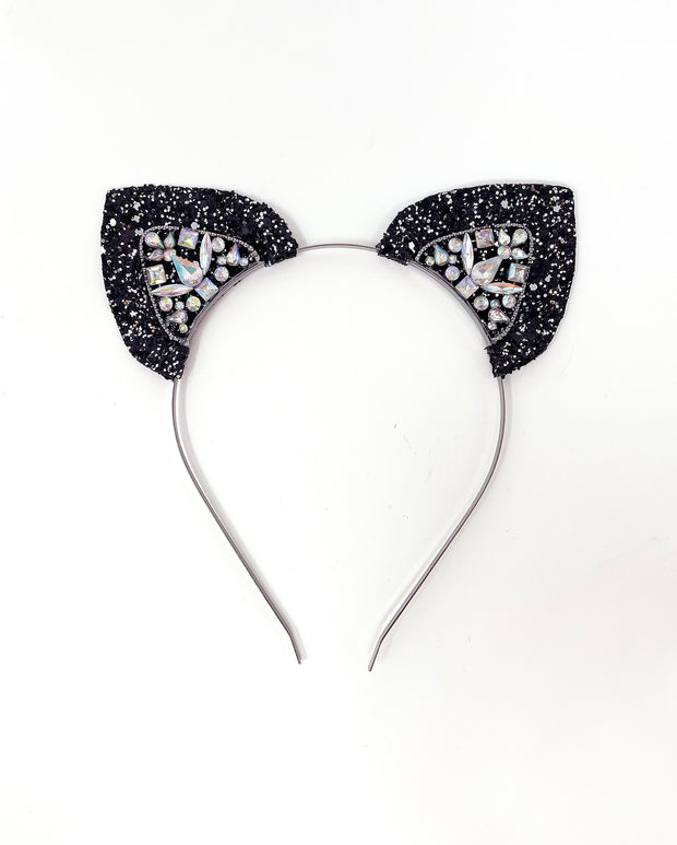 Black Silver Glitter Mysticat Cat Ears