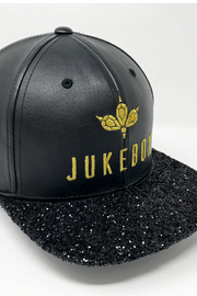 Jukebox Signature Black Leather Glitter Snapback