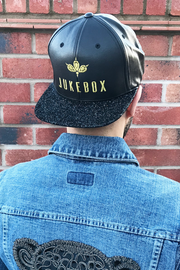 Jukebox Signature Black Leather Glitter Snapback