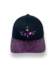 Black & Purple Glitter Curved Peak Cap