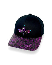 Black & Purple Glitter Curved Peak Cap