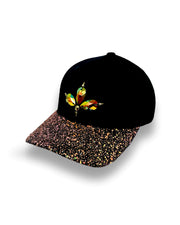 Black & Orange UV Glitter Curved Peak Cap