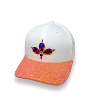 White & Orange UV Glitter Curved Peak Cap