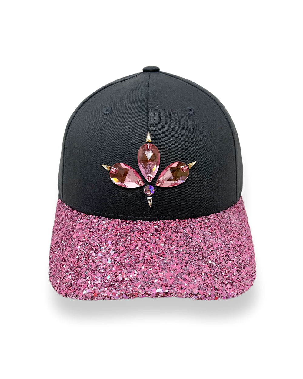 Grey & Pink Glitter Curved Peak Cap