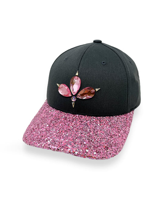 Grey & Pink Glitter Curved Peak Cap