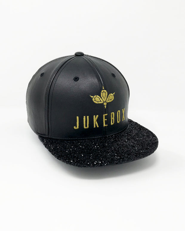 Jukebox Signature Black Leather Glitter Snapback