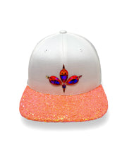 White & Orange UV Glitter Snapback