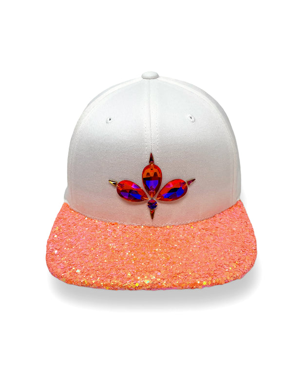 White & Orange UV Glitter Snapback