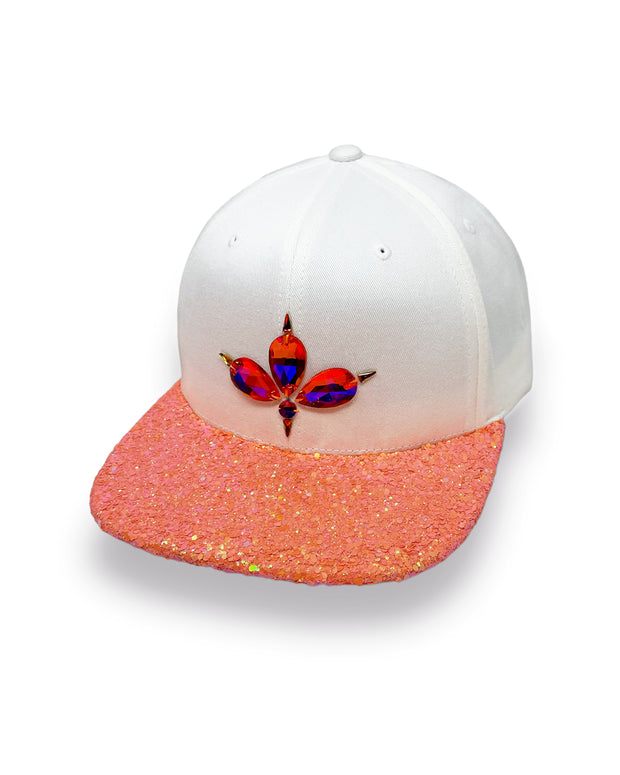 White & Orange UV Glitter Snapback