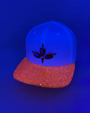 White & Orange UV Glitter Snapback