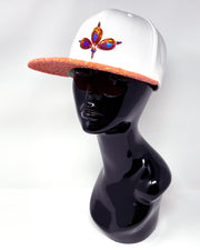 White & Orange UV Glitter Snapback