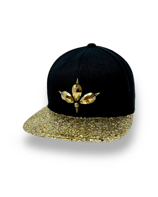 Black & Gold Glitter Snapback