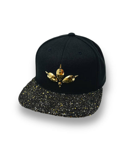 Black & Gold Mix Glitter Snapback