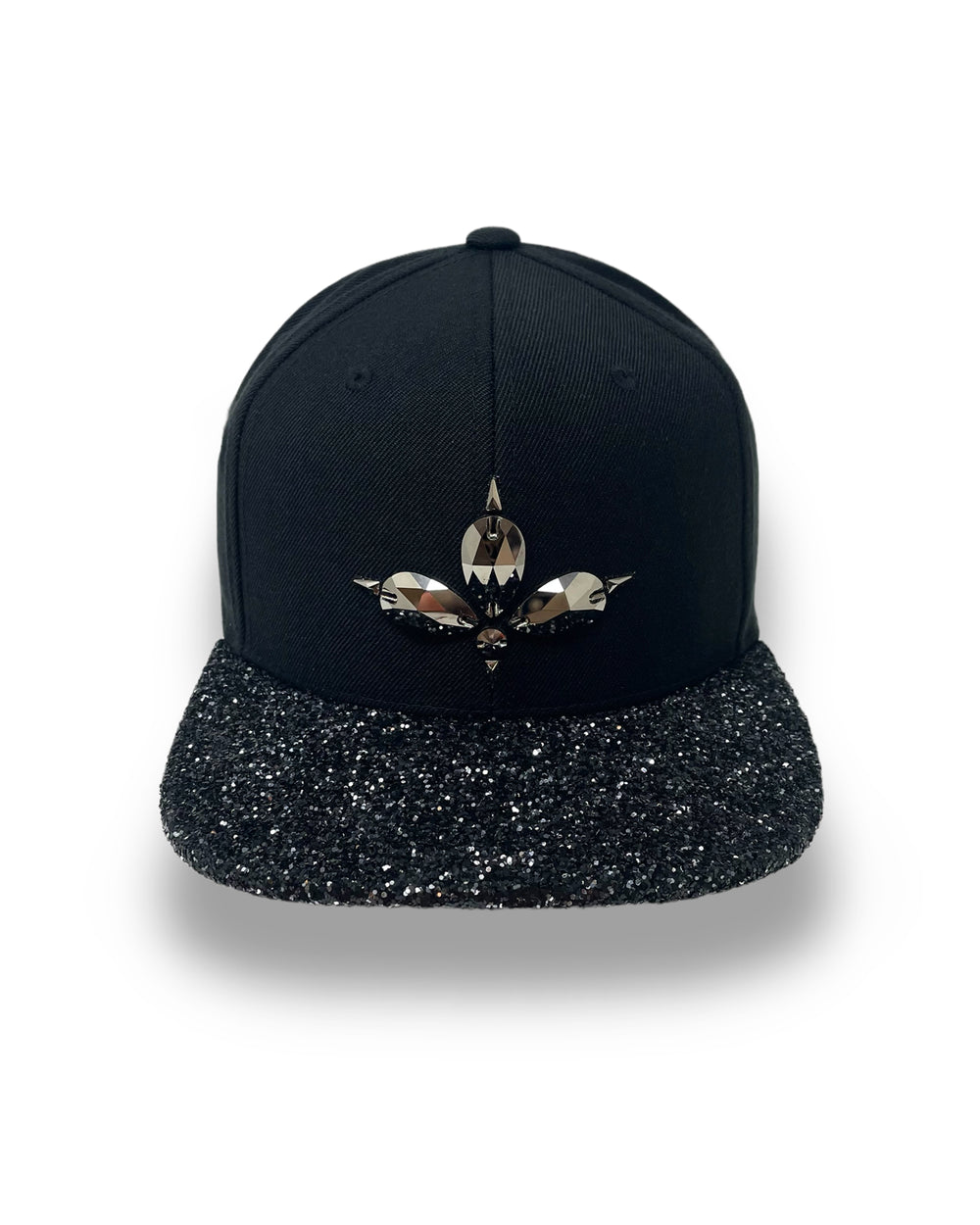 Black & Gunmetal Glitter Snapback