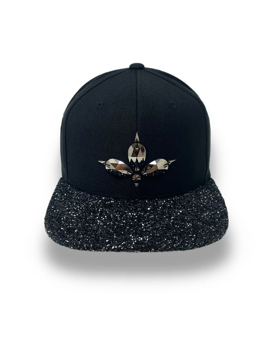 Black & Gunmetal Glitter Snapback