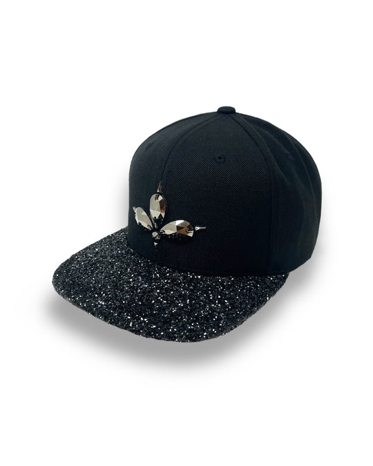 Black & Gunmetal Glitter Snapback