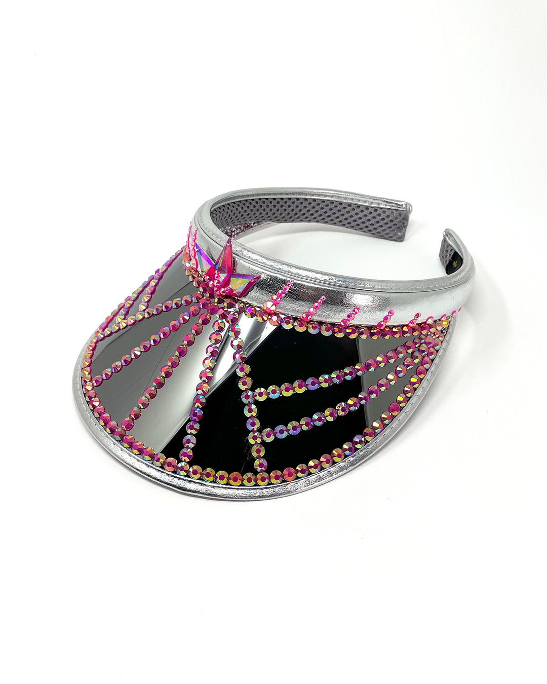 Silver Pink Spike Disco Visor