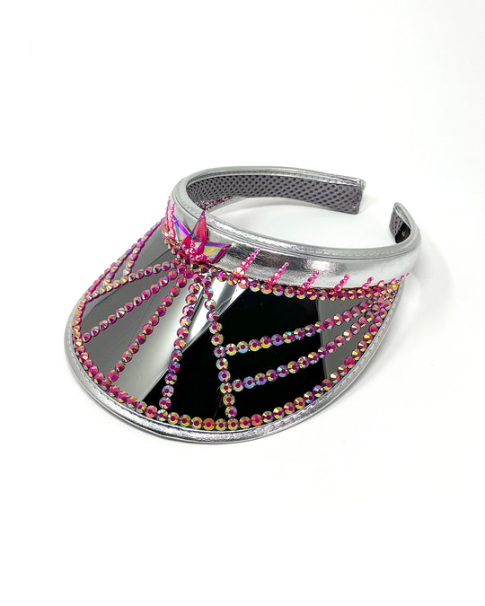 Silver Pink Spike Disco Visor
