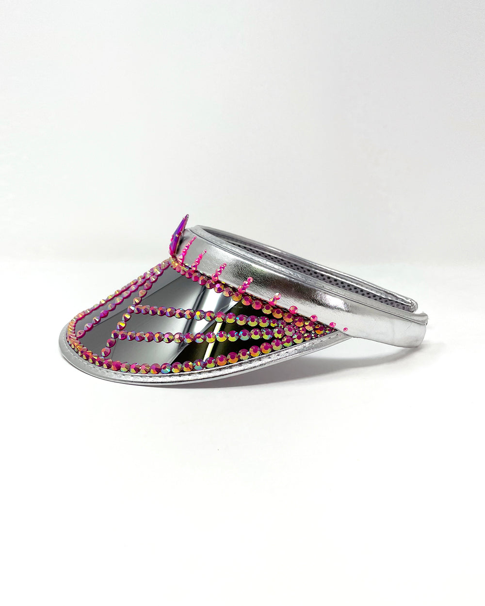 Silver Pink Spike Disco Visor