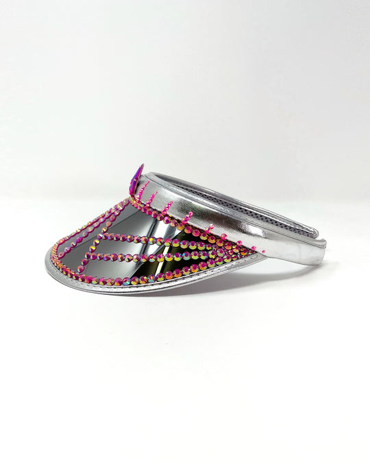 Silver Pink Spike Disco Visor