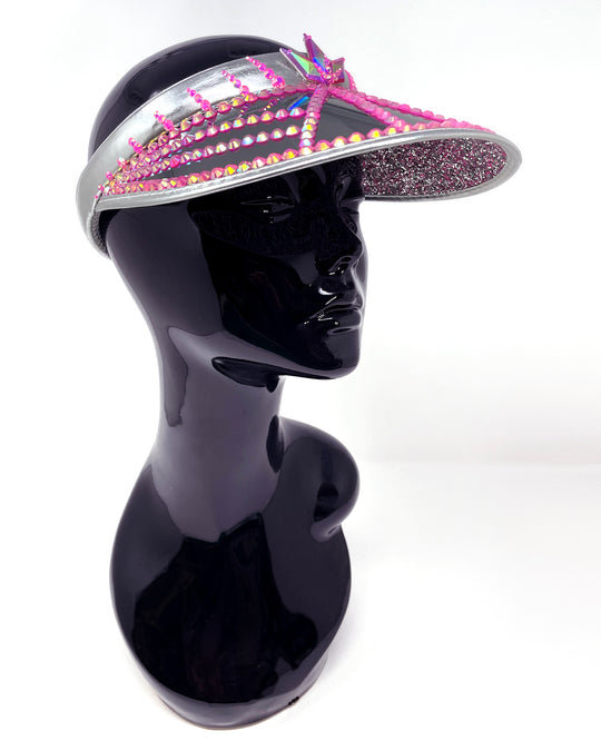 Silver Pink Spike Disco Visor