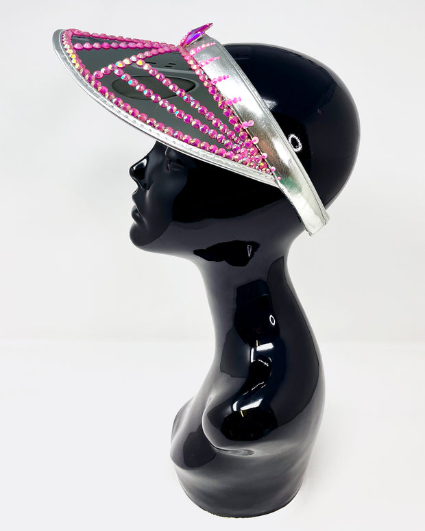 Silver Pink Spike Disco Visor