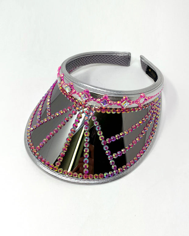 Silver Pink Disco Visor