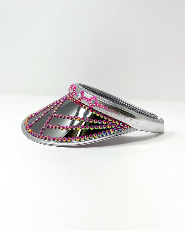 Silver Pink Disco Visor
