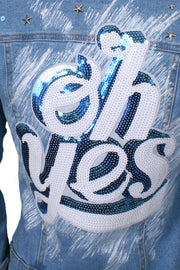 Oh Yes! denim jacket embellishment with stars and sequins