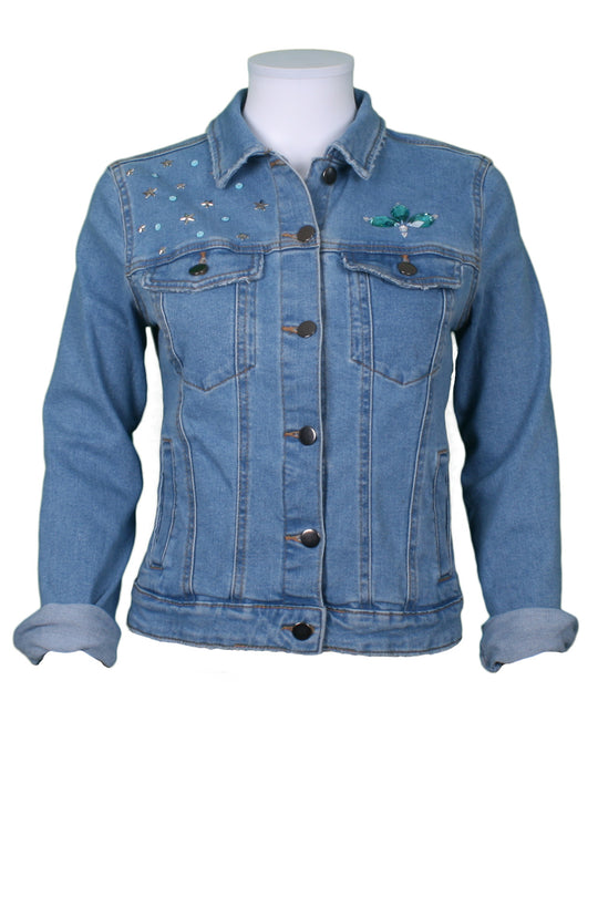 Oh Yes! denim jacket embellishment with stars and sequins