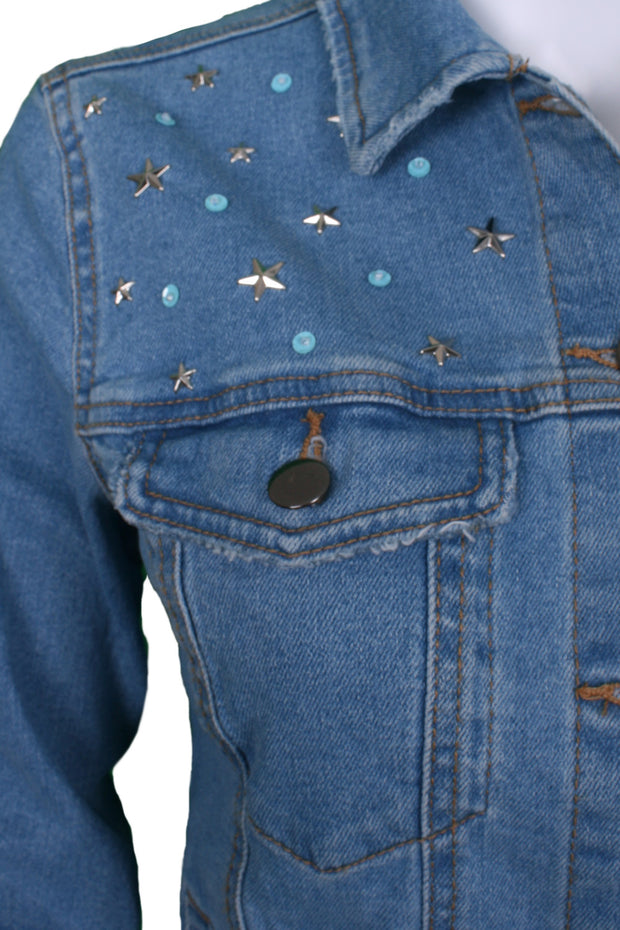 Oh Yes! denim jacket embellishment with stars and sequins